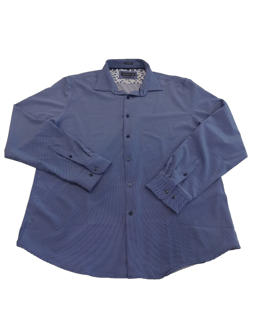 Denim & Flower Ricky Singh Shirt Mens XL Blue Paisley Contrast 8-Way Stretch